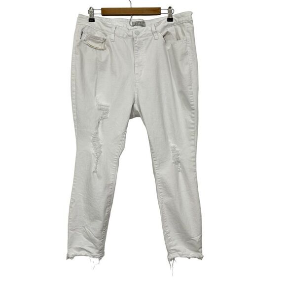 Judy Blue Skinny Fit White Destroyed‎ Stretchy Jeans 20W - Picture 1 of 9